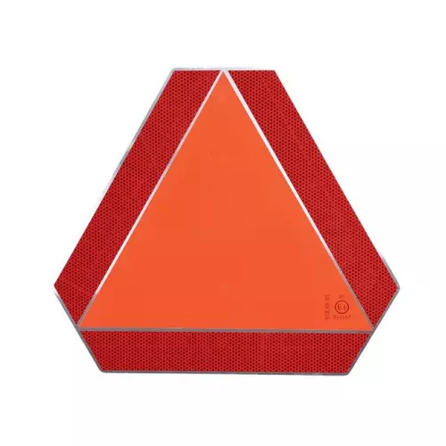 Oranžovo-červený trojuholník E8 pre pomalé autá