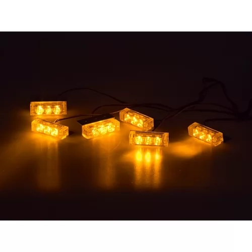 18xLED výstražný 12V oranžový stroboskop do mriežky