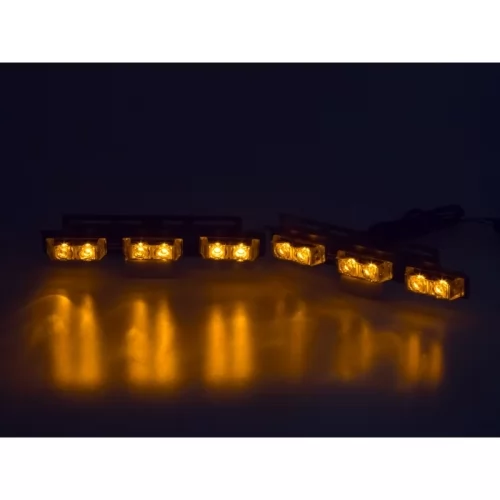 12V oranžový stroboskop do mriežky auta 2ks 6xLED svetiel