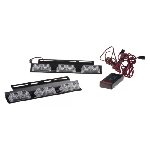 2 kusy oranžových stroboskopov s 6 LED diódami určených do mriežky vozidla