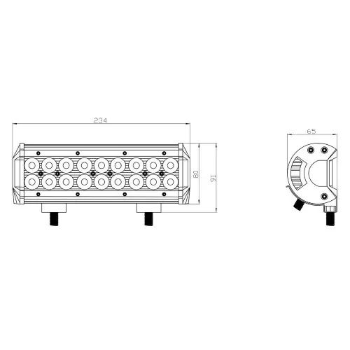 Rozmery 54W LED rampy na pracovné stroje