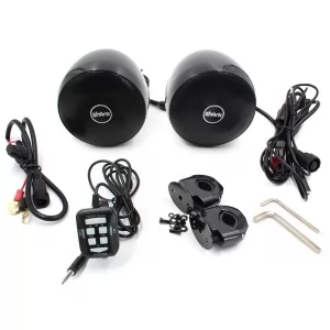 Reproduktory na motocykel, skúter, ATV - vodeodolné s MP3, USB, AUX, BLUETOOTH, farba čierna