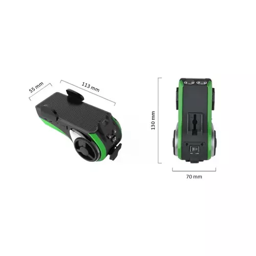 Rozmery multifunkčného držiaka telefónu na bicykel so zvukovým systémom, BT, USB, SD, AUX