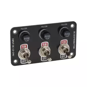 Multiprepínač 12/24V - panel s 3x páčkovými spínačmi + 3 poistkami