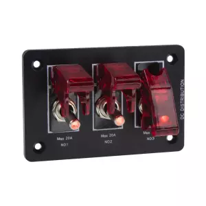 Multiprepínač 12/24V - panel s 3x podsvieteným spínačom s krytkou