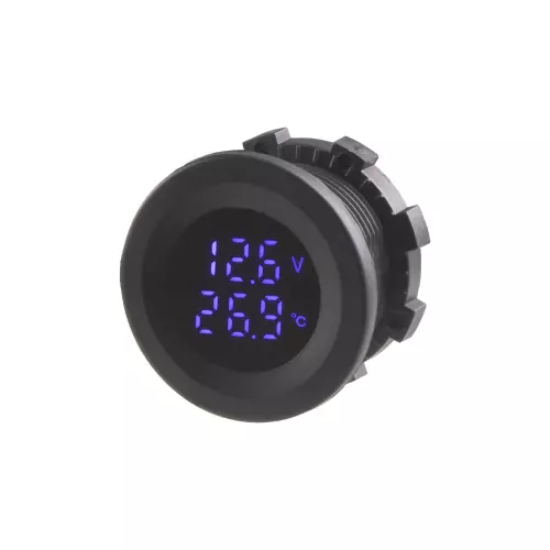 Digitálny voltmeter s teplomerom, modrý