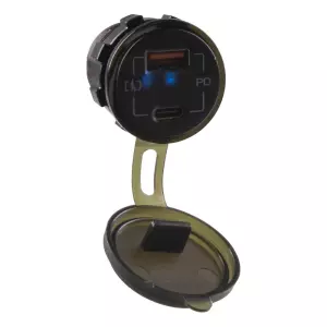 Nabíjačka 12V / 24V - USB QC3.0 + USB-C PD zásuvka / montáž do otvoru