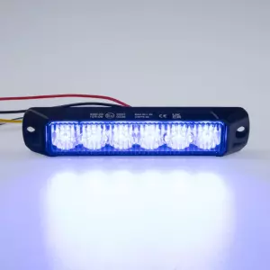 Modrý LED predátor 12/24V - 6x 3W / ECE R65 (132x30x11mm)