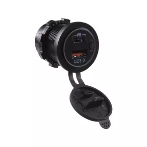 Nabíjačka 12V / 24V - USB QC3.0 / USB-C PD s bielym podsvietením