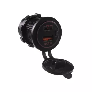 Nabíjačka 12V / 24V - USB QC3.0 / USB-C PD s červeným podsvietením