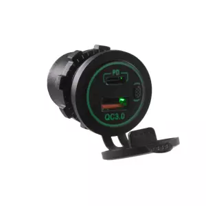 Nabíjačka 12V / 24V - USB QC3.0 / USB-C PD s zeleným podsvietením