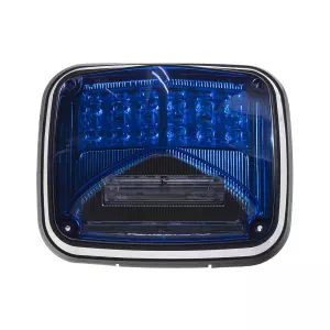 Modré výstražné LED svetlo s prísvitom 12/24V - 11 režimov výstražného blikania / ECE R65