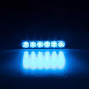 Modrý LED predátor 12/24V - 6x 3W / 19 režimov výstražného blikania / ECE R65 (119,5x25,5x7mm)