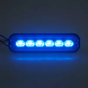Modrý LED predátor 12/24V - 6x 4W / 19 režimov výstražného blikania / ECE R65 (130x30x11mm)