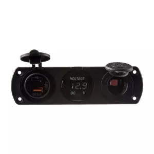 Nabíjačka 12V / 24V - USB-QC3.0 + USB-C PD / CL zásuvka / voltmeter