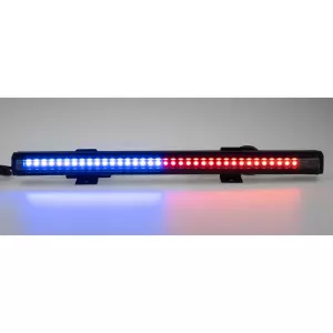 Modro-červené gumové výstrážne LED svetlo 12V / 24V - 36x LED (340x25x22mm)