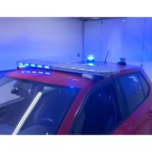Modro-červená LED rampa 1442mm - s 1x modrým a 1x červeným majákom / ECE R65, R10