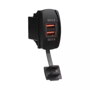 USB zásuvka 12V / 24V - 2x USB QC3.0 montážna Rocker / červené podsvietenie
